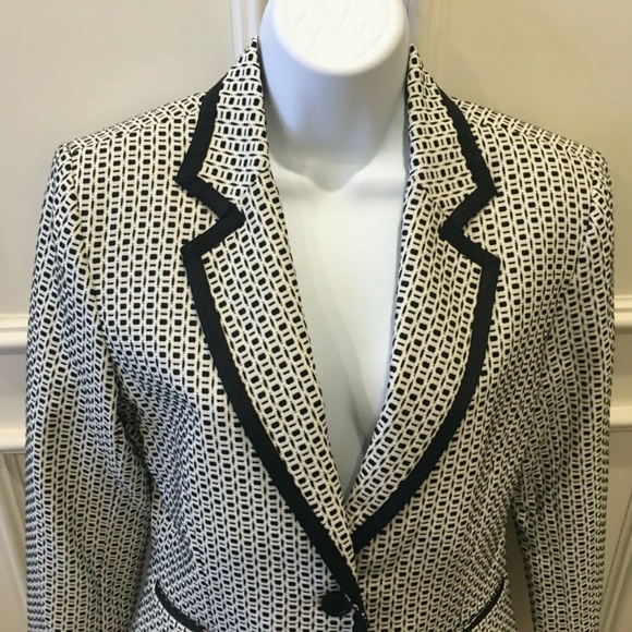 White Black Checkered Blazer Jacket Size 6 - Picture 5 of 11
